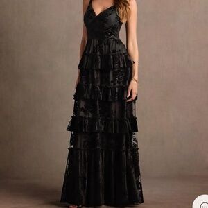 Black ruffle maxi dress